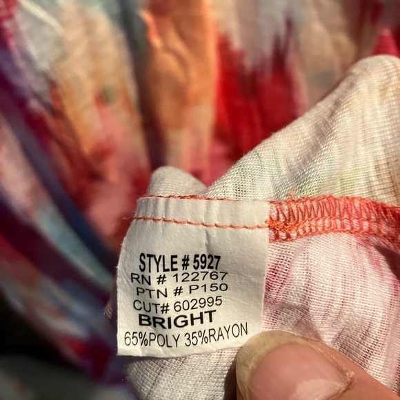 $113 David Cline BRIGHT tie dye tee shirt dress. Size Small. Cheerful and fun. - Picture 6 of 10